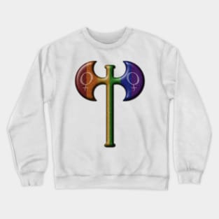 Rainbow Colored Lesbian Pride Labrys with Female Gender Symbols Crewneck Sweatshirt